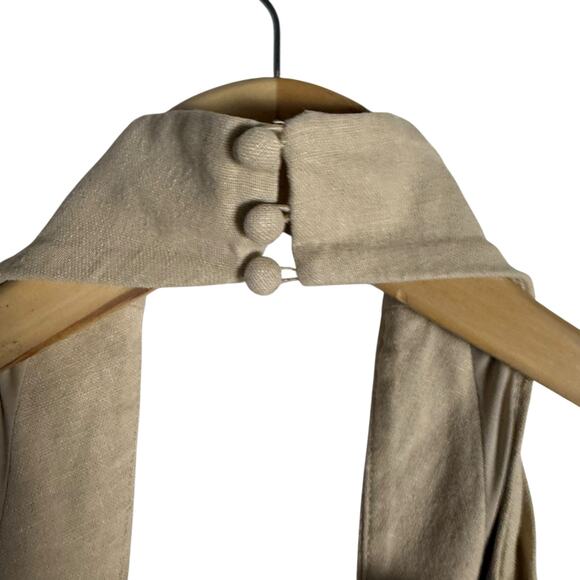 Toccin Cream Linen Crossover Halter Neck Front Mini Dress Size 6 - Picture 10 of 16